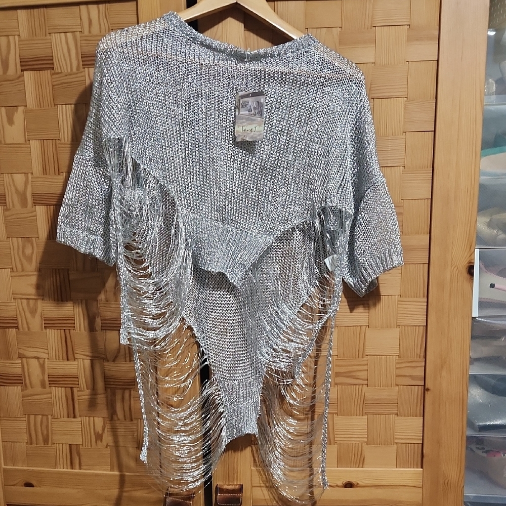 Love J Silver Fringe Crop Top